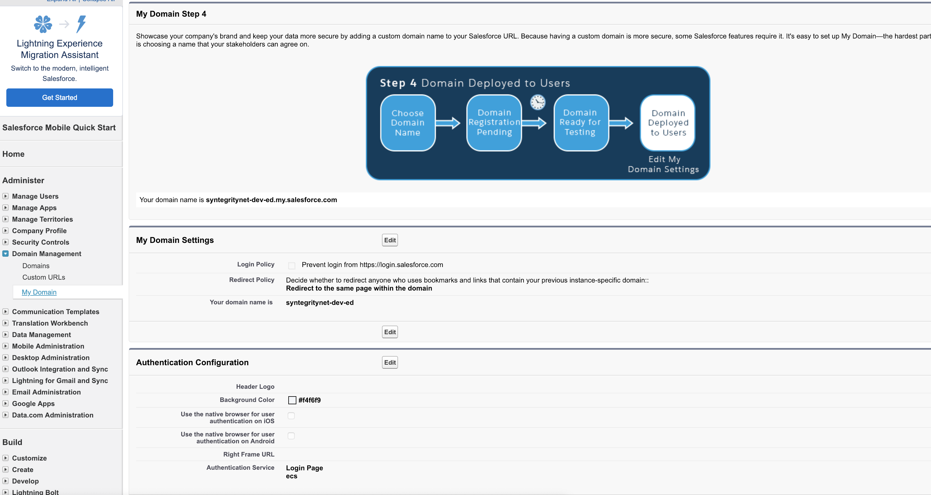 salesforce view domain for sign in