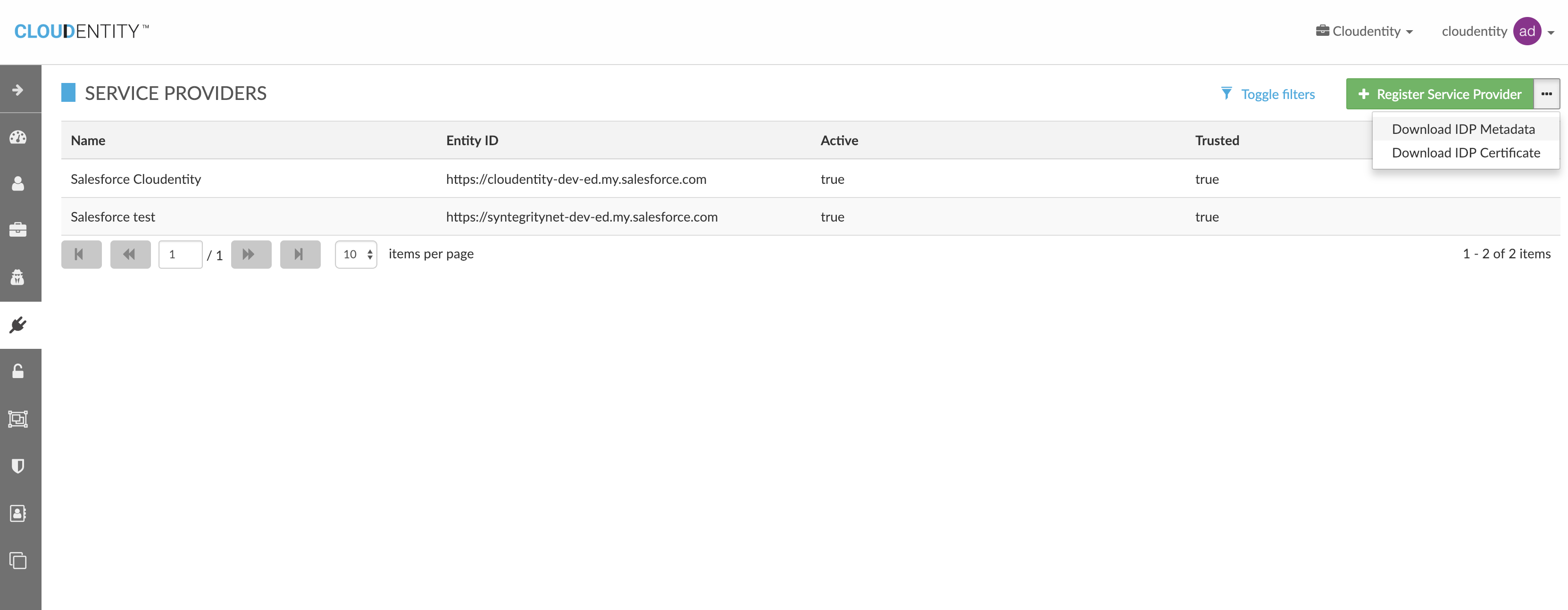 saml idp download metadata