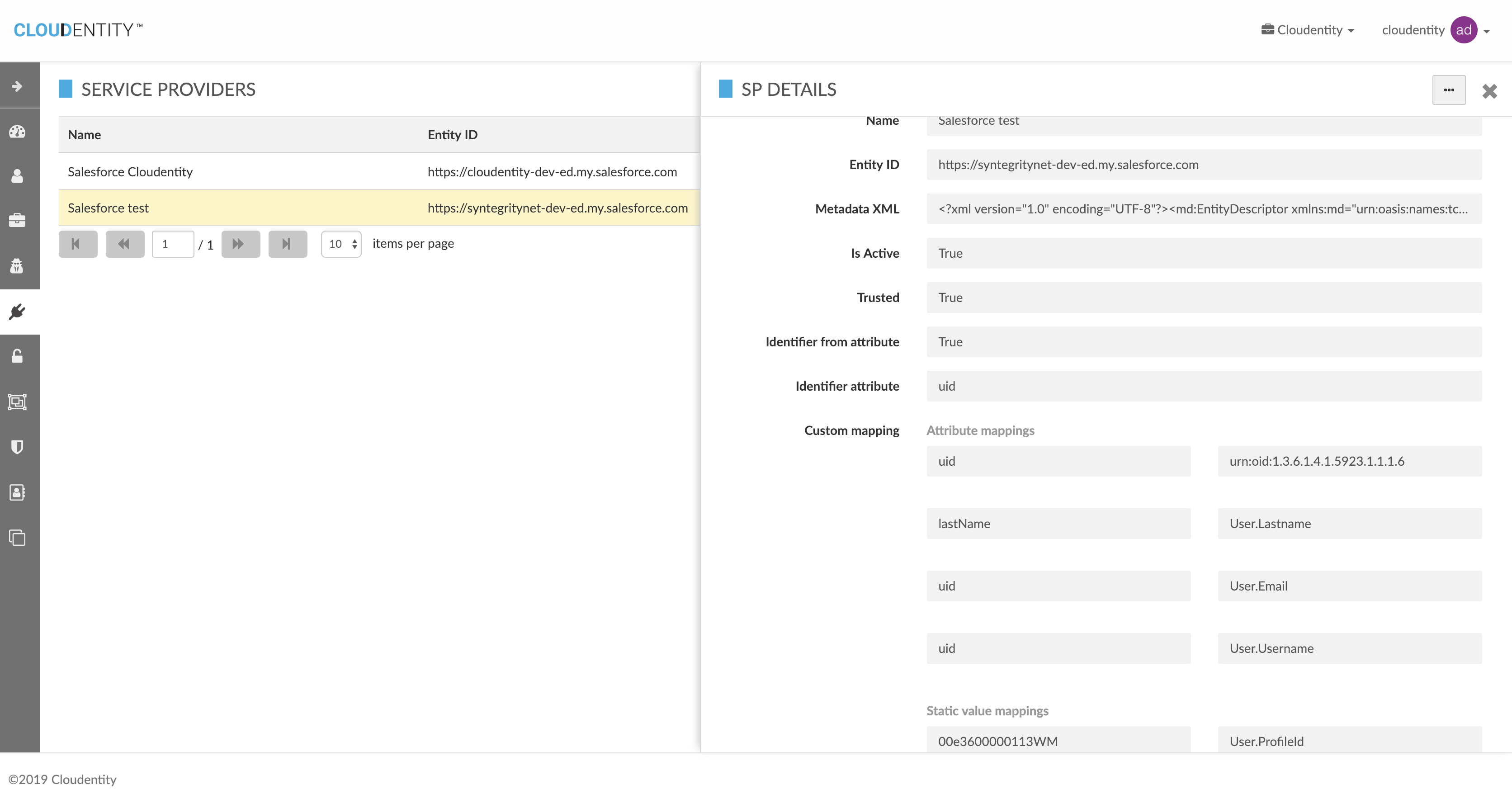 Get External Sp Configuration for Organization